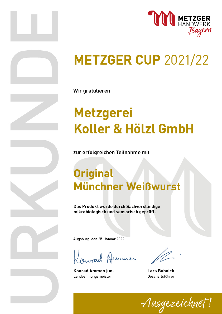 Metzgercup Urkunde Weißwurst